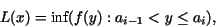 \begin{displaymath}L(x) = \mbox{inf}(f(y): a_{i - 1}<y\leq a_{i}),\end{displaymath}